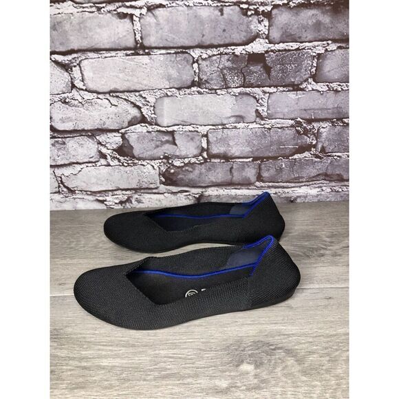 Rothys The Flat Black Knit Fabric Round Toe Ballet Flats Women’s Sz 8.5M US/39EU - Picture 1 of 16